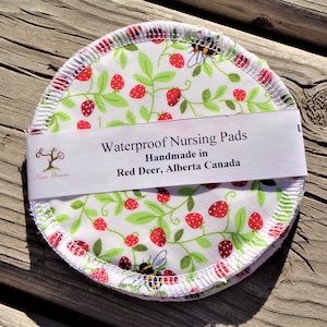 Waterproof Reusable Nursing Pads, Waterproof Nursing Pads - 15 - Bees & Strawberries