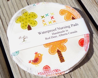 Waterproof Reusable Nursing Pads, Waterproof Nursing Pads - Whimsical Trees