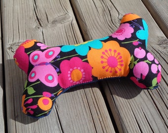 Squeaky Dog Chew Toy, Dog Toy, Upcycled Dog Toy - Medium - Funky Floral