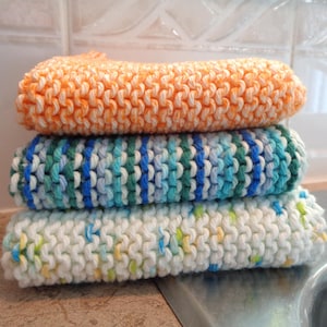 Hand Knit Cotton Dishcloth, Reusable Cloth, Kitchen Cloth