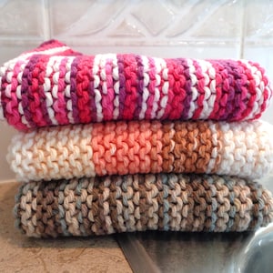 Hand Knit Cotton Dishcloth, Reusable Cloth, Kitchen Cloth, Cotton Dish Cloth