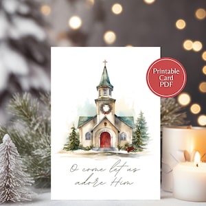 Christliche Weihnachtskarte, lasst uns ihn anbeten Karte, christliche Karte zum ausdrucken, digitaler Download, sofortiger Download, religiöse Karte