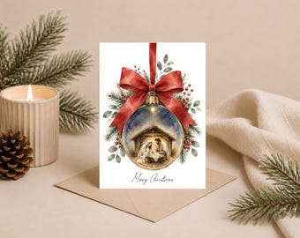 Christian Christmas card, nativity card printable, Christian card print, digital download, instant download, religious card