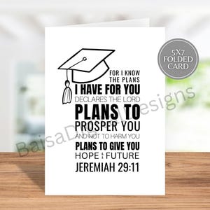 Christliche Abschlusskarte, Jeremia 29:11, Abschlusskarte zum Ausdrucken, christliche Karte, digitaler Download, sofortiger Download, religiöse Karte