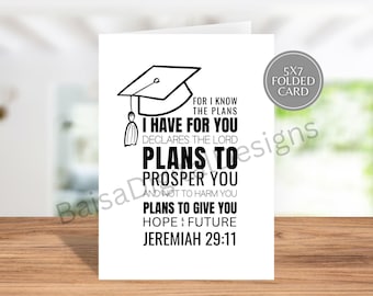 Christian Graduation card, Jeremiah 29:11, Graduation card printable, Christian card, digital download, instant download, religious card