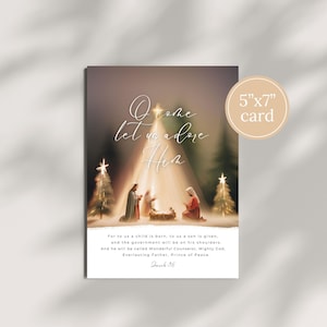 Cartão de Natal cristão, cartão de presépio, cartão religioso, download digital, modelo Canva, cartão de presépio de Natal