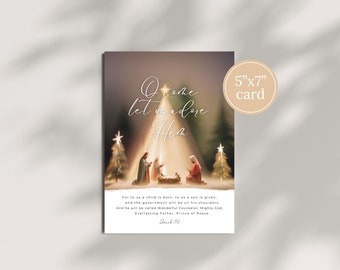 Editable Christian Christmas card, nativity card, religious card, digital download, Canva template, Christmas nativity card