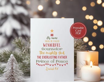 Christian Christmas card, Isaiah 9:6 card printable, Christian card print, digital download, instant download, religious card