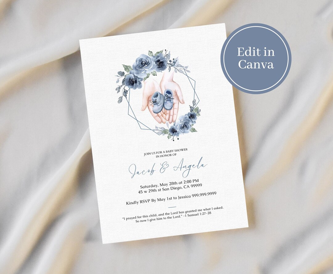 Editable Heaven Sent Invite, Canva Template, Digital Download, Neutral ...