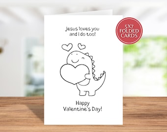 Christian Valentine’s cards for kids, instant download, pdf, Christian printable, kids printable card, coloring cards for Valentine’s Day