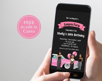 Editable chola invite, digital invite, digital download, chola party theme, pink chola invitation, chola evite, text invite