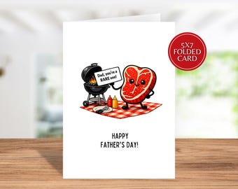 Printable Father's Day card, cute card for dad, kids card for fathers, digital download, instant download, funny dad card, bbq card for dads