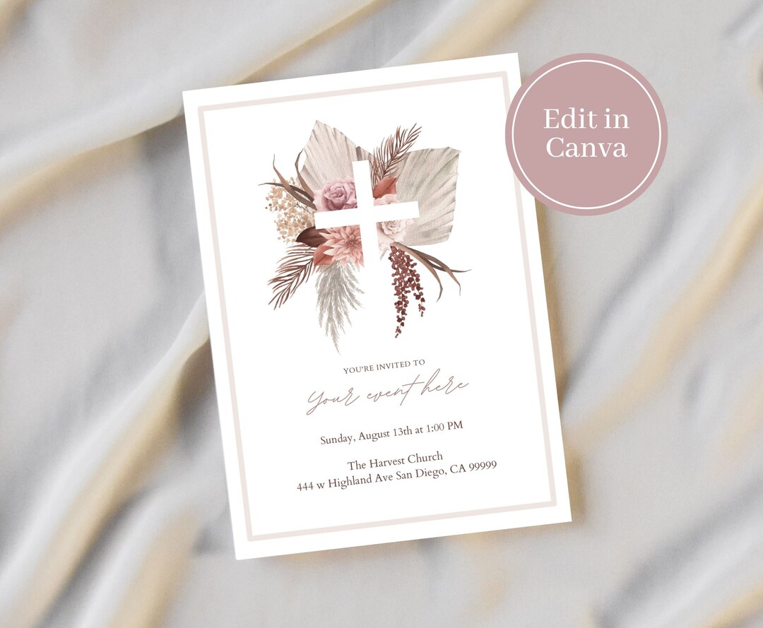 Editable Christian Boho Invite, Fall Boho Invite, Digital Download ...