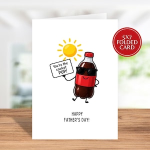 Biglietto stampabile per la festa del papà, la bottiglia di bibita più cool, auguri divertenti per bambini, download digitale, biglietto carino per papà