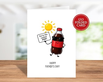 Printable Father's Day Card, Coolest Pop Soda Bottle, Kids Funny Greeting, Digital Download, Cute card for dads