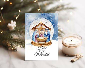 Christian Christmas card, PDF digital download, nativity card, Christian card print, digital download, instant download, religious card