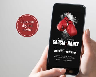 Custom boxing invite, digital invite, text invitation, fight night invite, invitation for men, fight invite for guys
