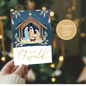 Cartão de Natal cristão, cartão para impressão, cartão de natividade, impressão de cartão cristão, download digital, download instantâneo, cartão religioso
