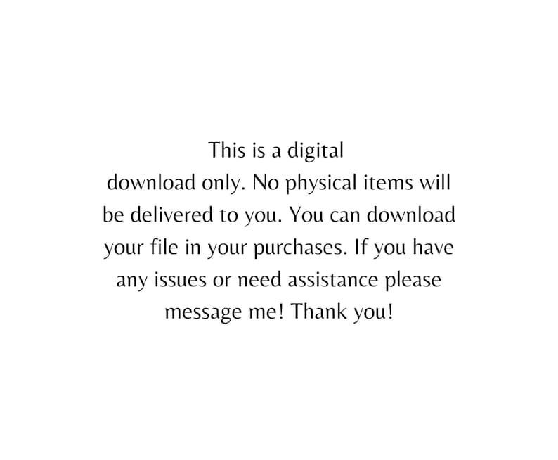 Pu&ograve; includere: Sfondo bianco con testo nero. Il testo indica che si tratta di un download digitale. Non verranno consegnati articoli fisici. Vengono fornite istruzioni su come scaricare il file e richiedere assistenza, se necessario.