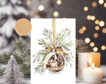 Feliz Navidad card, Spanish Christmas card, card printable, Christian card print, digital download, instant download, religious card