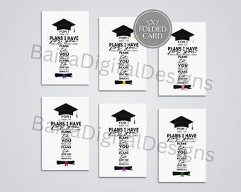 Christian Graduation card, Set of 6, Jeremiah 29:11, Graduation card printable, gender neutral cards, instant download, religious card