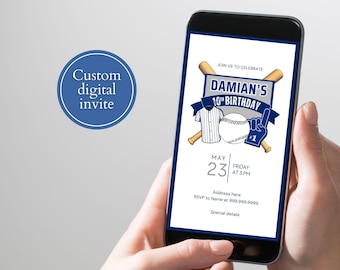 Benutzerdefinierte Baseball einladen, Party einladen, Sport-Geburtstags-Einladung, Baseball-Thema-Einladung, digitaler Download, mobile Einladung
