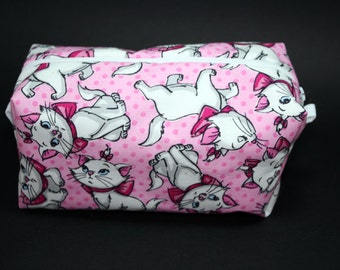 Boxy Makeup Bag - Disney's Many Faces of Marie from Aristocats Zipper - Pencil Pouch