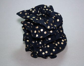 Black and Gold Polka Dot Hair Scrunchies