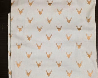 De-stash Joann Deer Head in Green and Gold Cotton Fabric - BTY