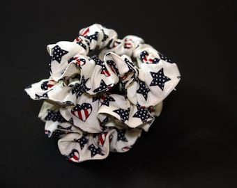 Hearts, Stars, and Stripes Hair Scrunchies
