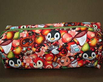 Boxy bolsa de maquillaje - Animal Crossing Toss Print - Bolsa de lápiz de cremallera