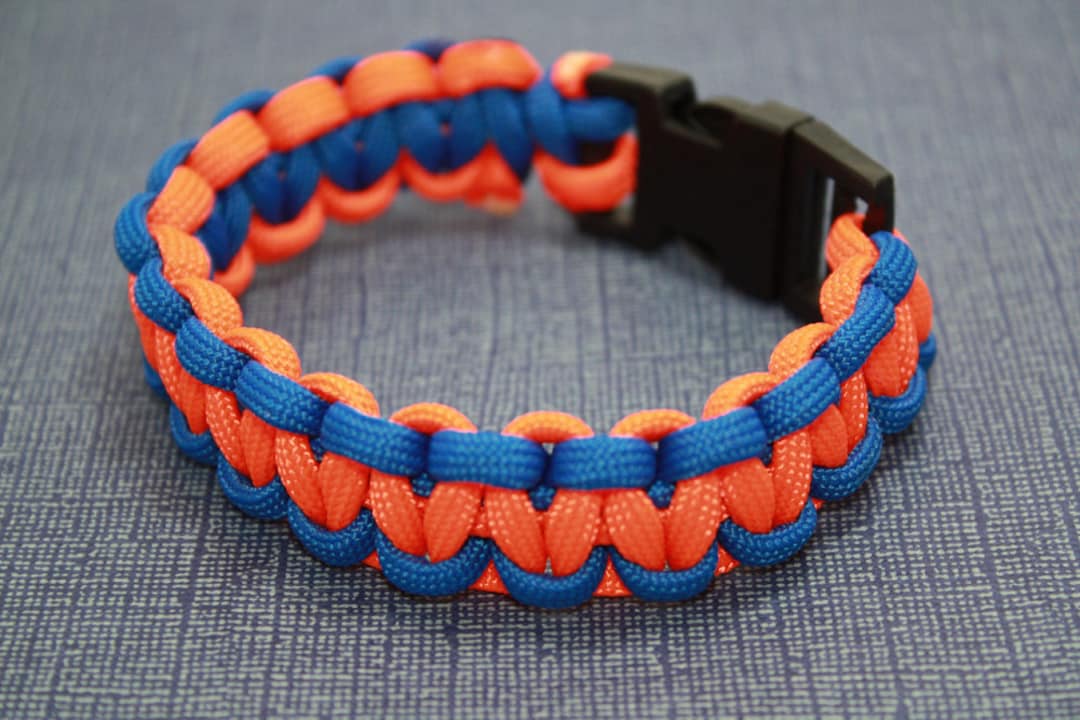 Paracord Bracelet Orange & Blue With Side Release Buckle Cobrafishtail