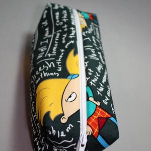 Boxy Makeup Bag Nickelodeon's Hey Arnold Chalkboard Print Zipper Pencil Pouch image 3