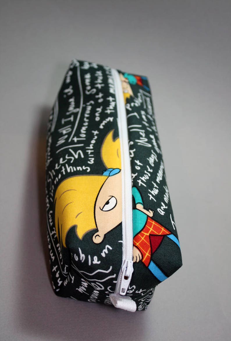 Boxy Makeup Bag Nickelodeon's Hey Arnold Chalkboard Print Zipper Pencil Pouch image 3