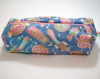 Boxy Makeup Bag - Magic Girl Weapons Print - Zipper Pencil Pouch