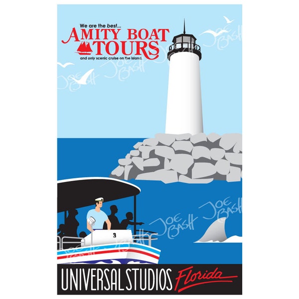 Jaws Postcard - Amity Boat Tours 4x6 Digital Print - Jaws Ride Florida