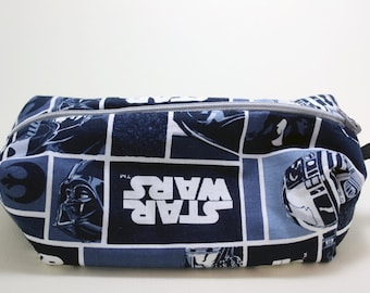 Boxy Makeup Bag - Star Wars Monotone Black, Gray, and White with Zipper - Pencil Pouch