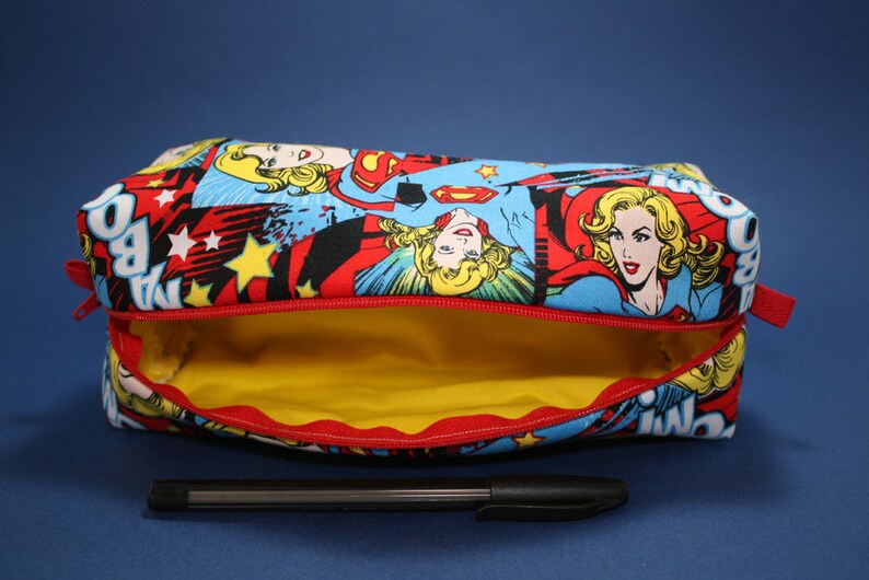 Boxy Makeup Bag DC Comics Supergirl Print Zipper Pencil - Etsy