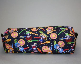 Boxy Makeup Bag - Sailor Girls Inner Senshi Toss Print - Zipper Pencil Pouch