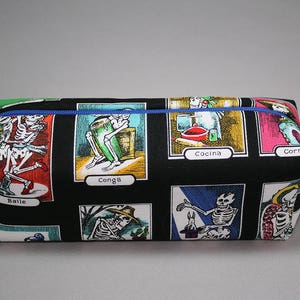 Boxy Makeup Bag - Cartas De Vida Print Zipper - Pencil Pouch - Letters of Live, Tarot Deck, Cards