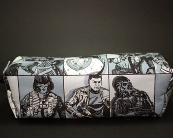 Boxy Makeup Bag - Star Wars The Force Awakens Monochromatic Block Print Zipper - Pencil Pouch