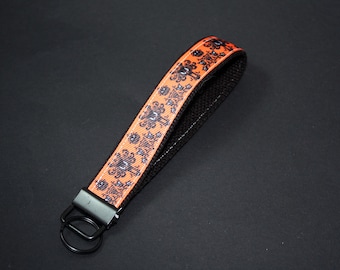 Key Fob Wristlet - Haunted Mansion Orange Wallpaper - Keychain
