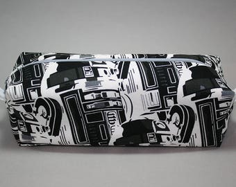 Boxy Makeup Bag - R2-D2 Monochromatic Print Zipper - Pencil Pouch - Star Wars Beep Boop