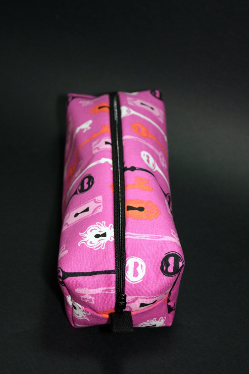 Boxy Makeup Bag Halloween Keys and Keyholes on Fuchsia Etsy