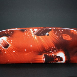 Boxy Makeup Bag - Tardis and Dalek in Red from Doctor Who Zipper - Pencil Pouch