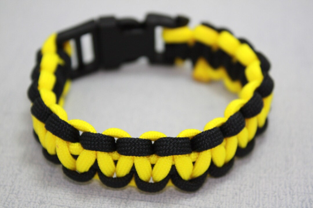 Paracord Bracelet black & Yellow With Side Release Buckle Etsy