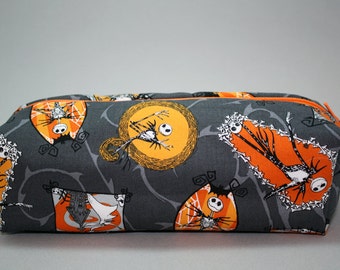 Boxy Makeup Bag - A Nightmare Before Christmas Jack Halloween Print Zipper - Pencil Pouch