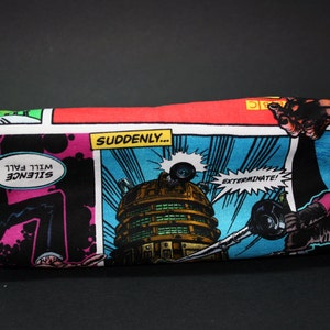 Boxy Makeup Bag - Doctor Who Comic Panel Print Zipper - Pencil Pouch