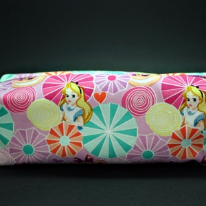 Boxy Makeup Bag - Alice in Wonderland and Cheshire Cat Zipper - Pencil Pouch