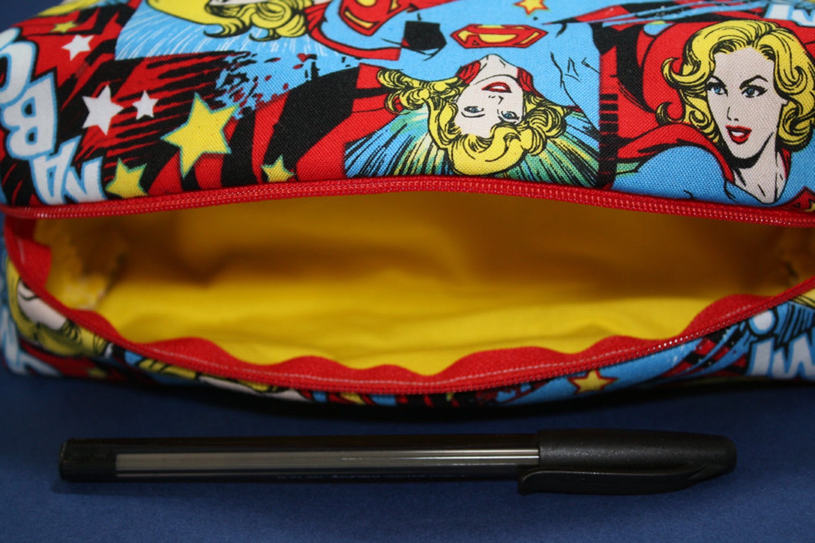 Boxy Makeup Bag DC Comics Supergirl Print Zipper Pencil - Etsy